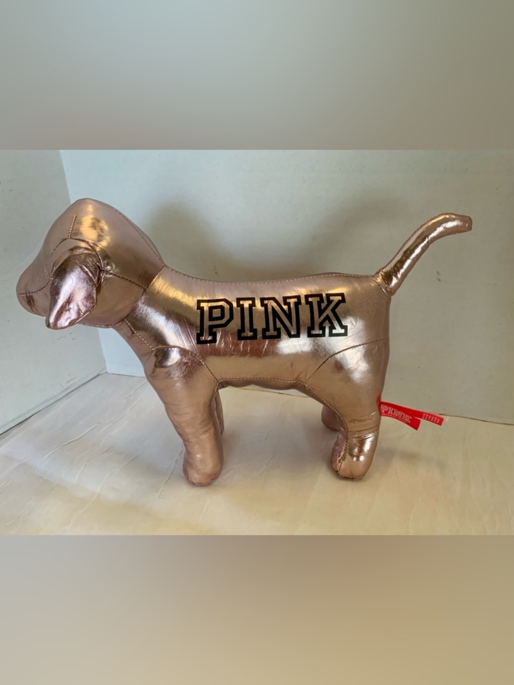 Victoria's Secret PINK Metallic Rose Gold Limited Edition Giant Mini Dog.9”x12”